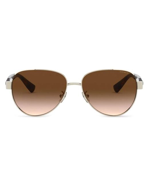 COACH Brown Tortoiseshell Pilot-Frame Sunglasses