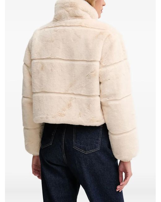 Save The Duck White Zip Faux-Fur Jacket