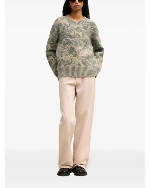 AMI Gray Jacquard Wool Blend Jumper