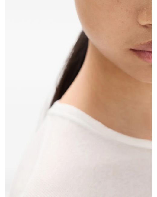 Miu Miu White Ribbed Knit Jersey Dress