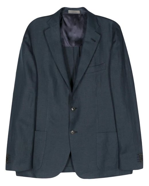 Corneliani Blue Linen Single-Breasted Blazer for men