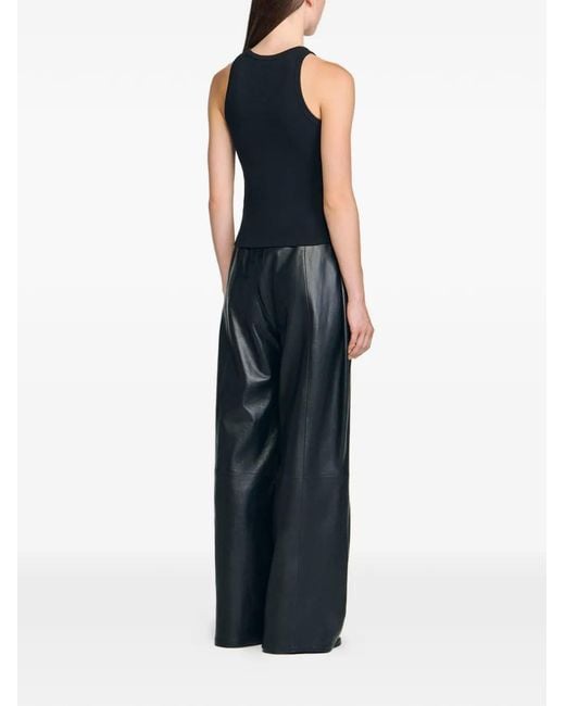 Sandro Black Logo-Embroidered Ribbed Tank Top