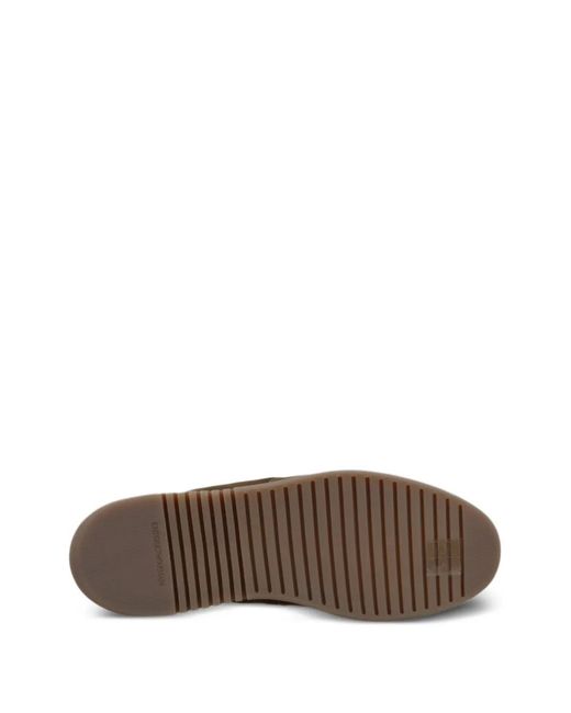 Emporio Armani Brown Logo-Plaque Sneakers for men