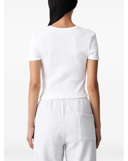 Sporty & Rich White Ribbed-Knit T-Shirt