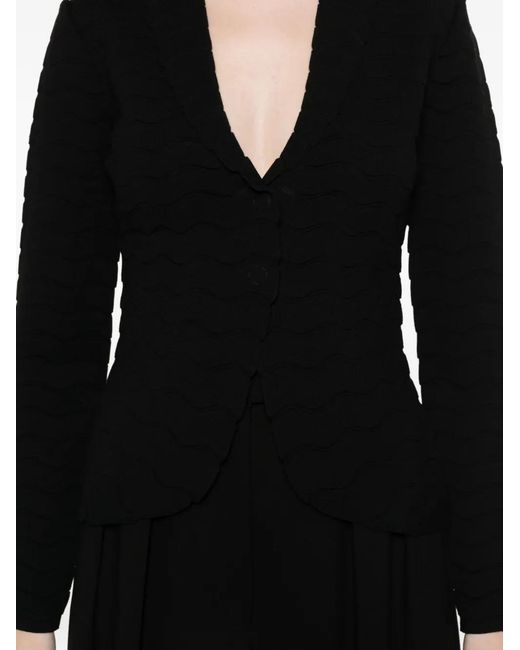 Emporio Armani Black Button-Up Textured Jacket