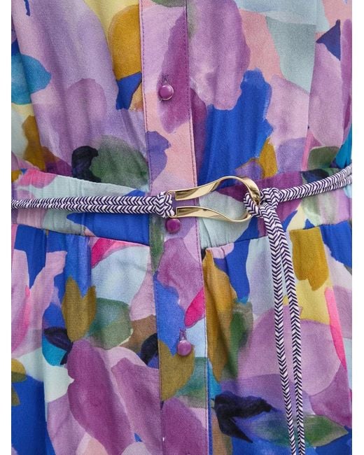 La Petite Francaise Blue Roger Floral Short-Sleeved Midi Dress