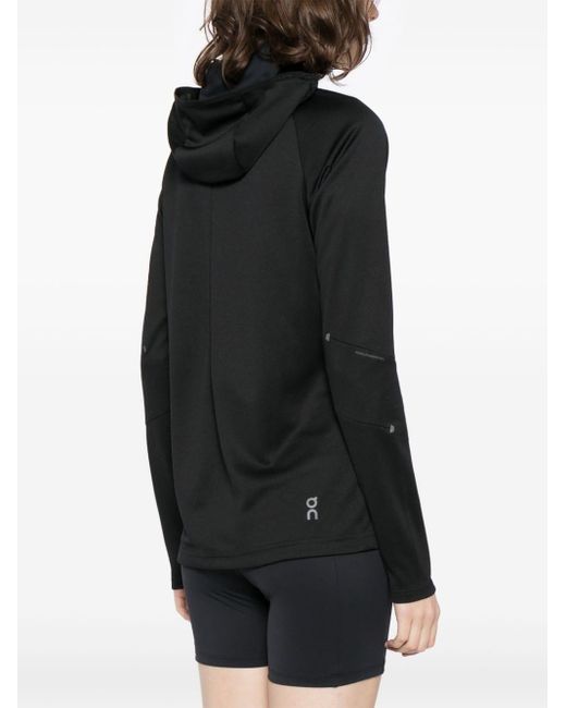 On Shoes Black Climate Zip-up Running Hoodie