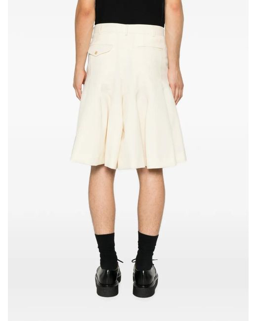 Comme des Garçons White Pleated Flared Midi Skirt for men