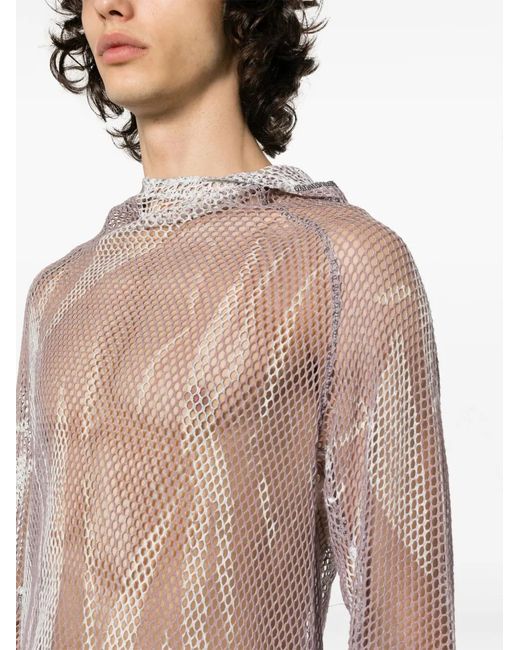 KANGHYUK Pink Fishnet Cotton Hoodie for men