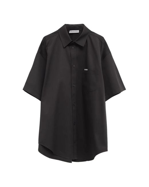 Balenciaga Black Long Shirt With Logo for men