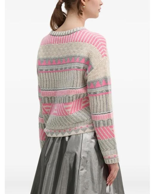 Ouí Pink Geometric-Pattern Sweater