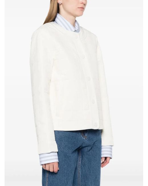 Boss White Check-Pattern Padded Jacket