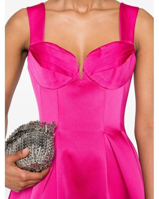 Abito Corto Plissettato Con Scollo A Cuore di Rebecca Vallance in Pink
