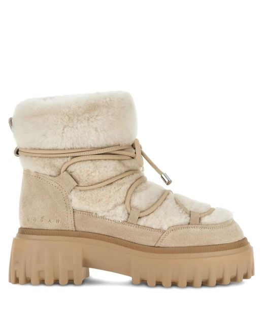 Hogan Natural Shearling-Trim Boots