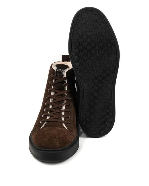 Karl Lagerfeld Brown Flint Ii Lace-Up High-Top Sneakers for men