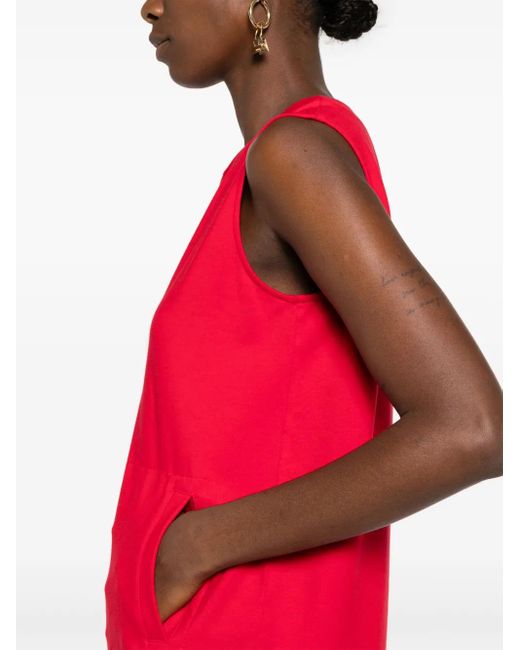 Norma Kamali Red Ärmelloses Maxikleid Mit Schlitz