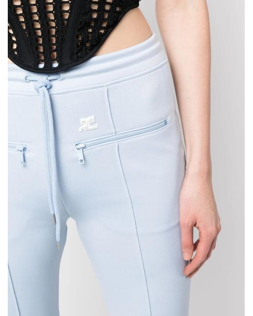 Courreges Blue Seam-Detailing Flared Track Pants
