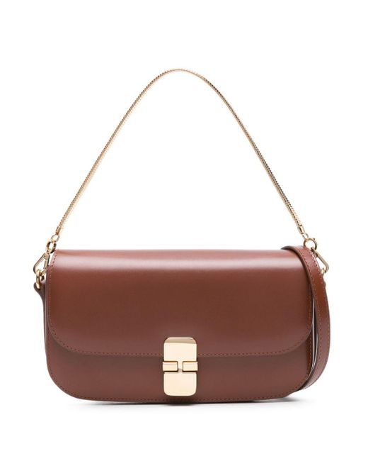 A.P.C. Grace Chaine レザークラッチバッグ Brown