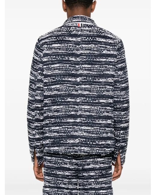 Thom Browne Blue Melange Tulle Yarn Tweed Shirt Jacket for men