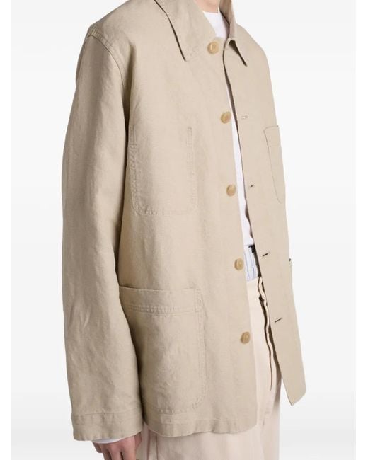 Prada Natural Single-Breasted Linen Jacket for men