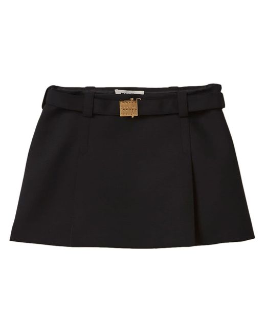 Minifalda con placa del logo Miu Miu de color Black