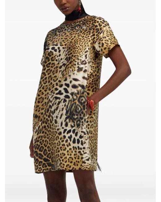 Roberto Cavalli レオパード ミニドレス Metallic