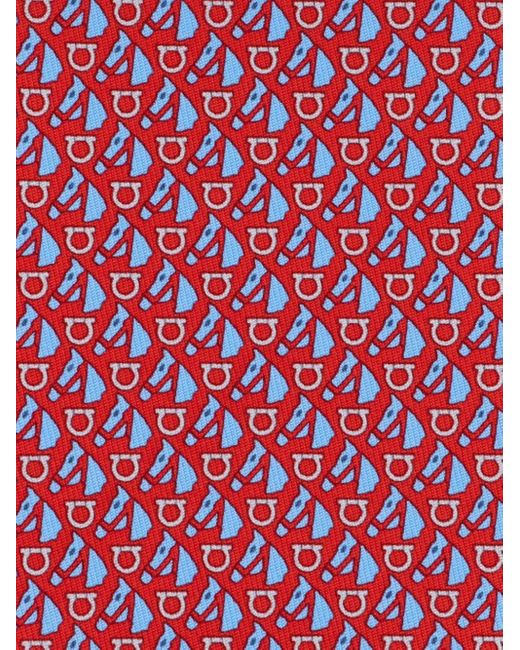 Ferragamo Red Equestrian-print Silk Tie for men