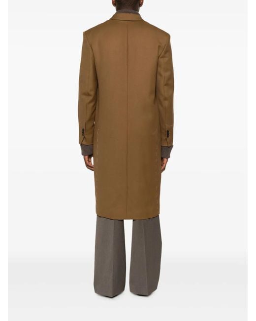 AMI Brown Wool Double-Breasted Coat for men