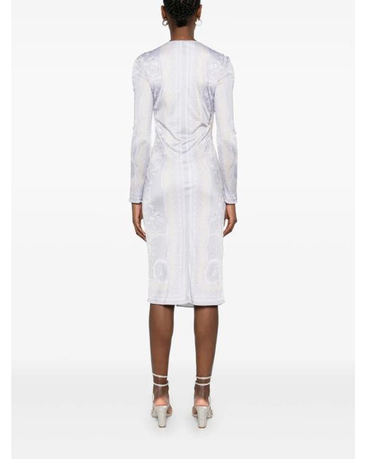 Versace Coupe Des Dieux Midi-Jurk Met Print in het White