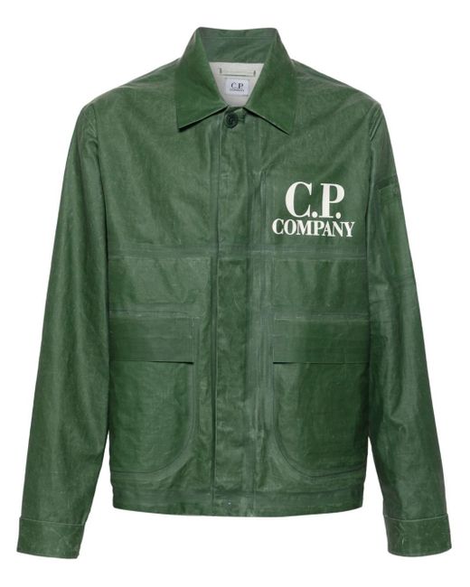 Giacca-camicia con stampa di C P Company in Green da Uomo
