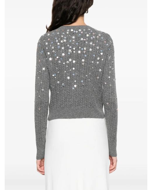 BERNADETTE Gray Cardigan mit Zopfmuster