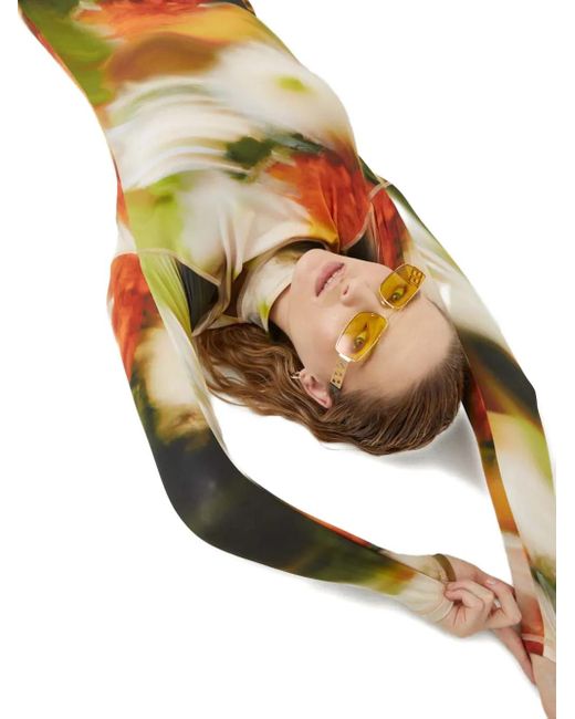 Stine Goya Natural Long-Sleeve Printed Midi Dress