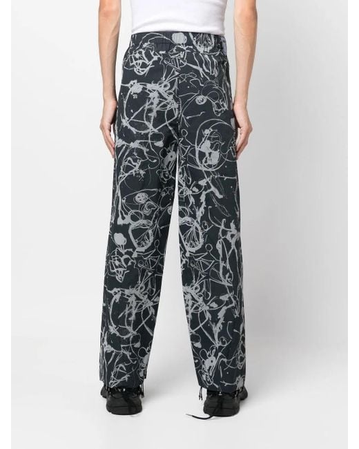 McQ Alexander McQueen Blue Abstract-Print Straight-Leg Trousers for men