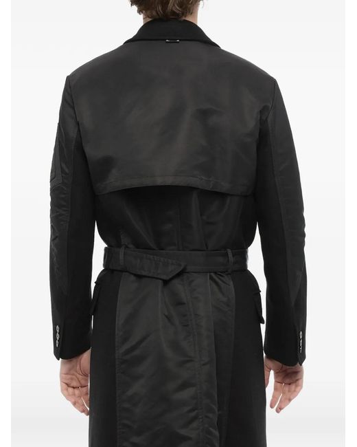 Neil Barrett Black Belted Hybrid Trench Coat for men
