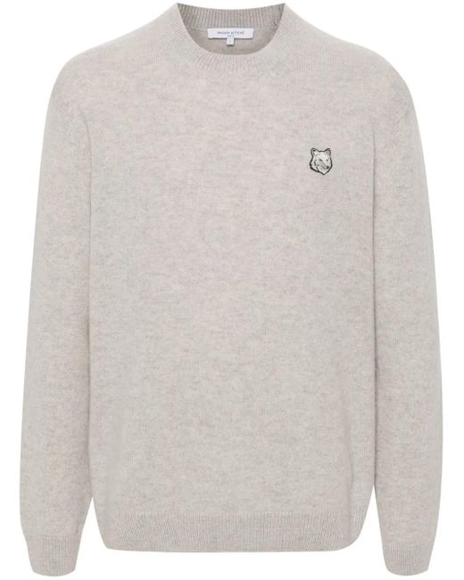 Maison Kitsuné White Fox-Motif Sweater for men