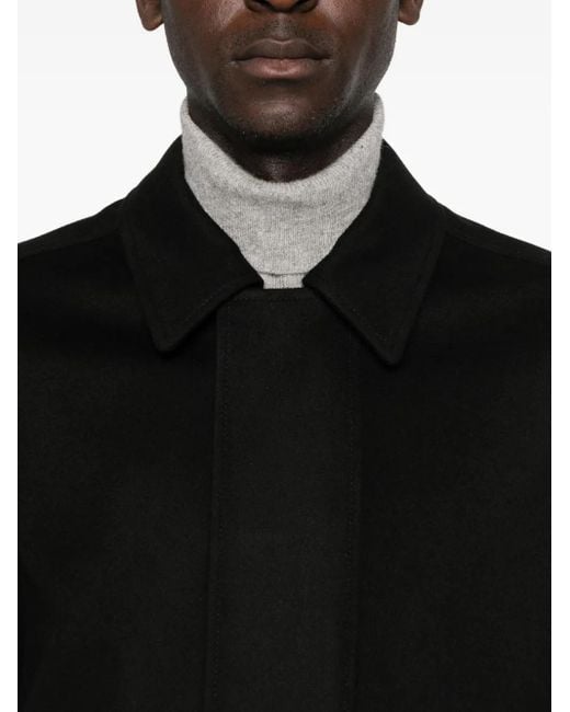 Lardini Black Patch-Pocket Collared Coat for men