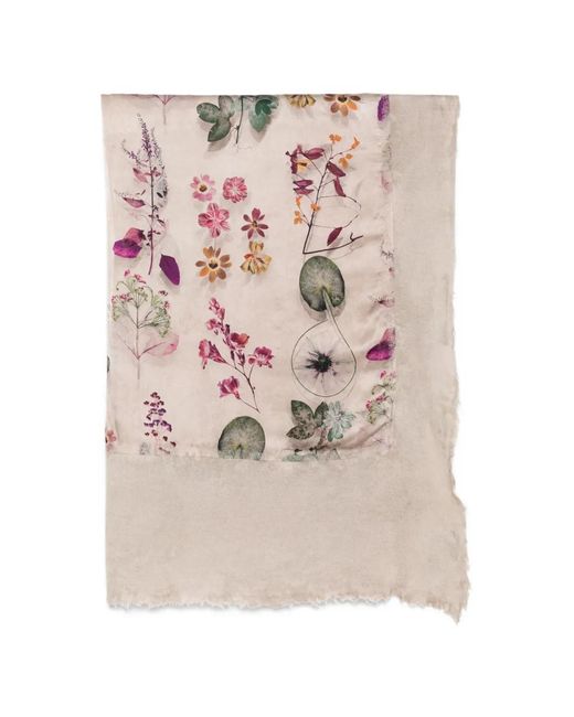 Avant Toi Pink Floral-Print Scarf