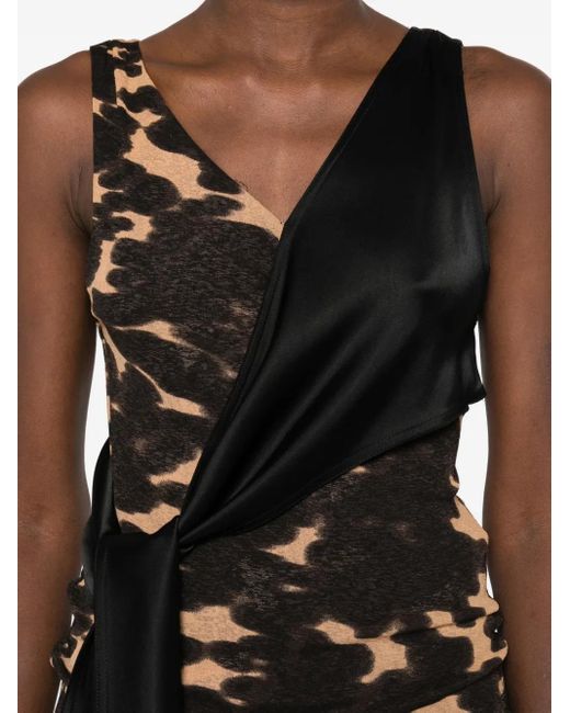 Nanushka Black Draped Print Top