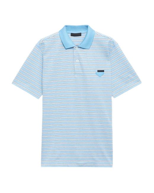 Polo de algodón Prada de hombre de color Blue