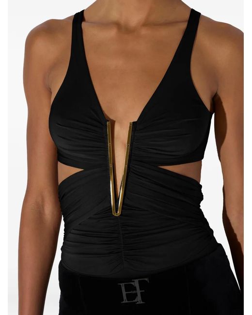 Elisabetta Franchi Black Body À Design Drapé