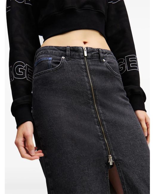 Karl Lagerfeld Black Jeans-Midirock Mit Reißverschluss