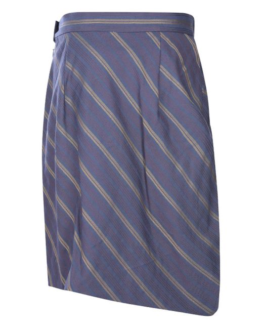 Vivienne Westwood Blue Geraffter Midirock mit Streifen