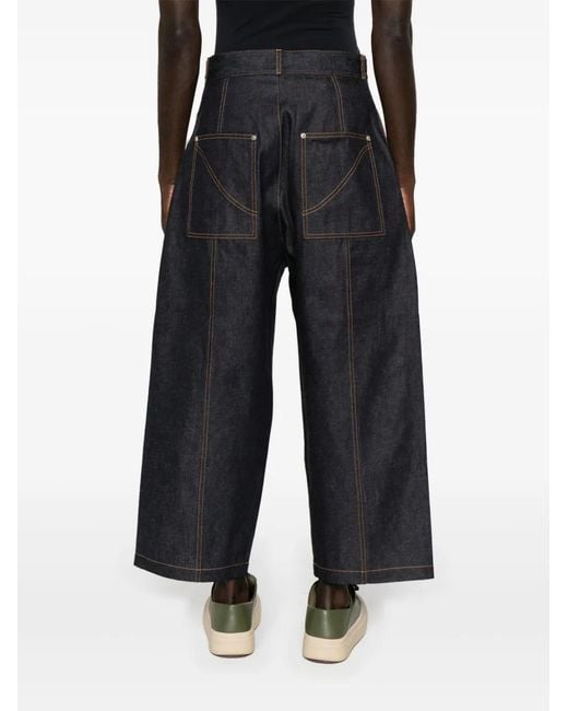SAGE NATION Blue Seam-Detail Wide-Leg Jeans for men