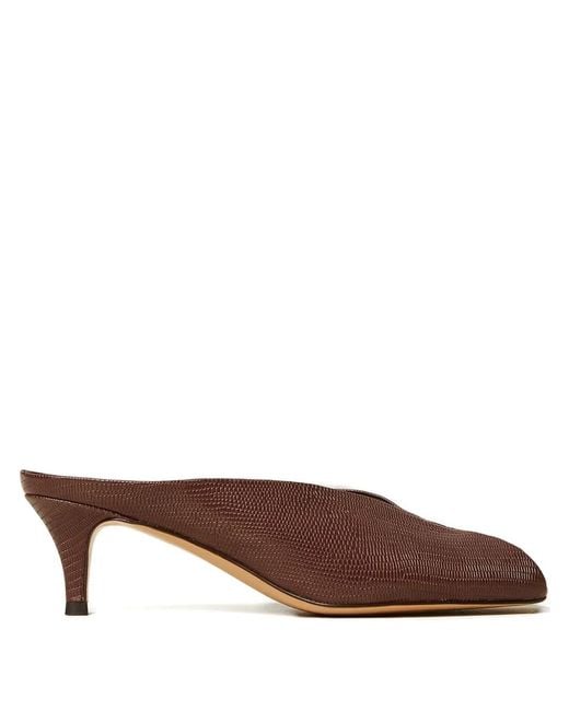 Twinset Brown Embossed-Leather Heeled Sandals