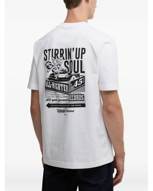 Barbour White Logo-Print T-Shirt for men