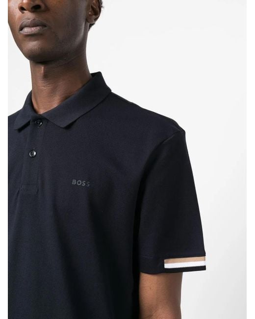 Boss Poloshirt Mit Logo-Print in Black für Herren