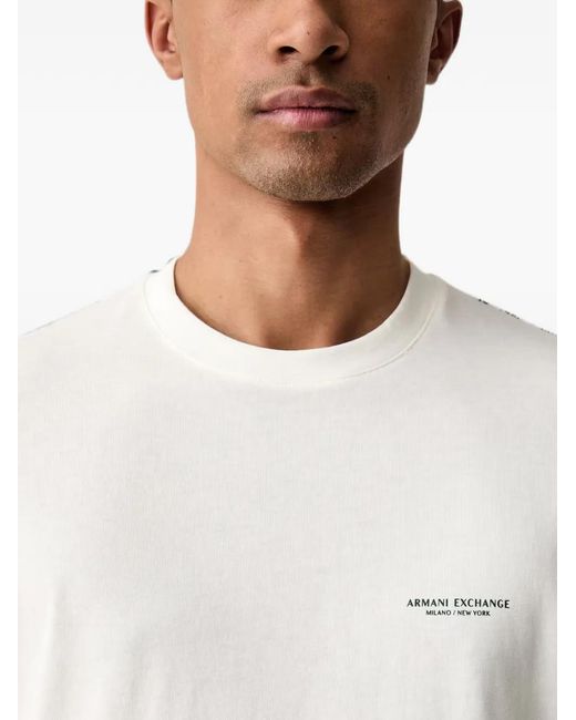 ARMANI EXCHANGE White Logo-Print Short-Sleeved T-Shirt for men