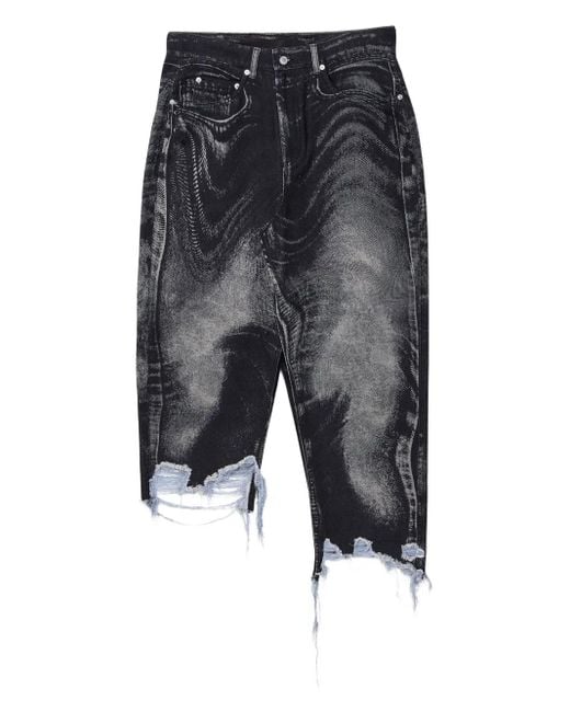 CAMPERLAB Gray Acid-Wash Frayed Denim Skirt
