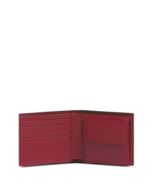 Marni Gray Leather Bifold Wallet With Contrast Stitching for men