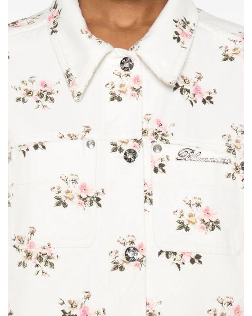 Blumarine White Jacke Mit Blumen-Print